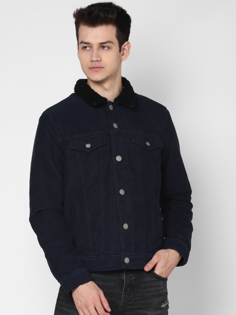 

AMERICAN EAGLE OUTFITTERS Men Navy Blue Printed Denim Jacket
