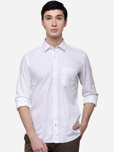 

Greenfibre Men White Slim Fit Solid Casual Shirt