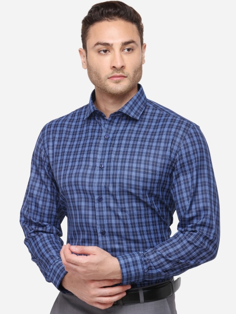 

Greenfibre Men Blue Regular Fit Checked Formal Shirt