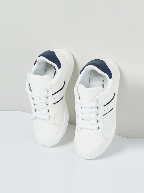 

max Boys White Striped Sneakers