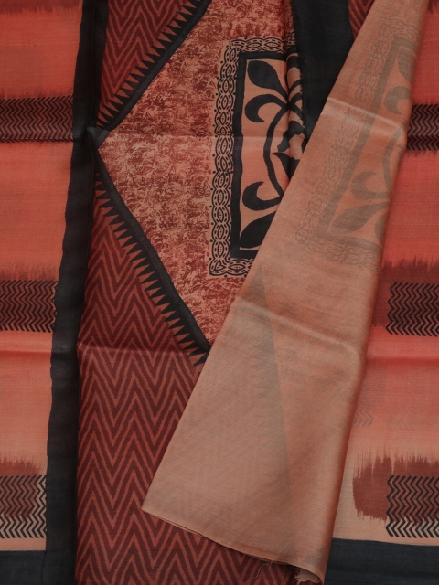 

Pothys Orange & Brown Jute Silk Woven Design Saree
