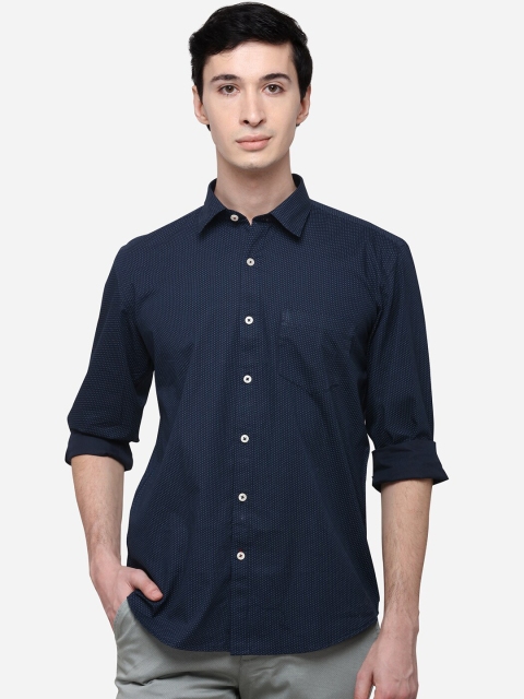 

Greenfibre Men Navy Blue Regular Fit Micro Print Casual Shirt
