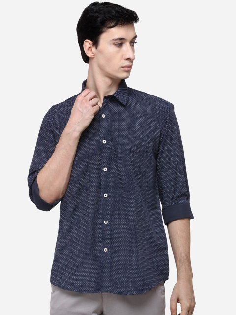 

Greenfibre Men Navy Blue & White Regular Fit Printed Casual Shirt