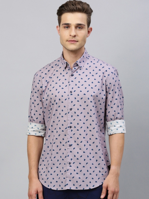 

RARE RABBIT Men Lavender & Blue Regular Fit Printed Casual Shirt