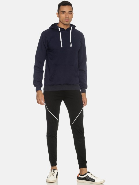 

Campus Sutra Men Blue & Black Solid Hooded Tracksuit, Navy blue