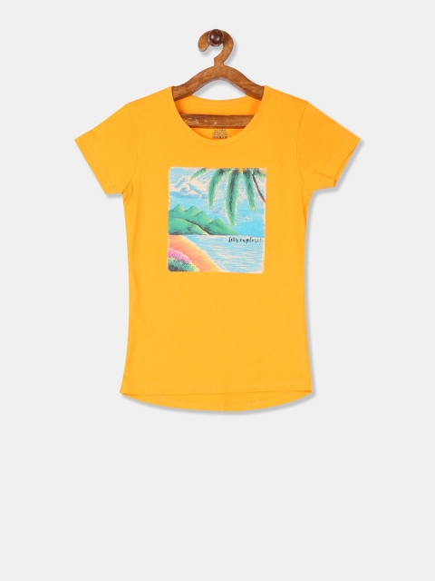 

Cherokee Girls Yellow Printed Round Neck T-shirt