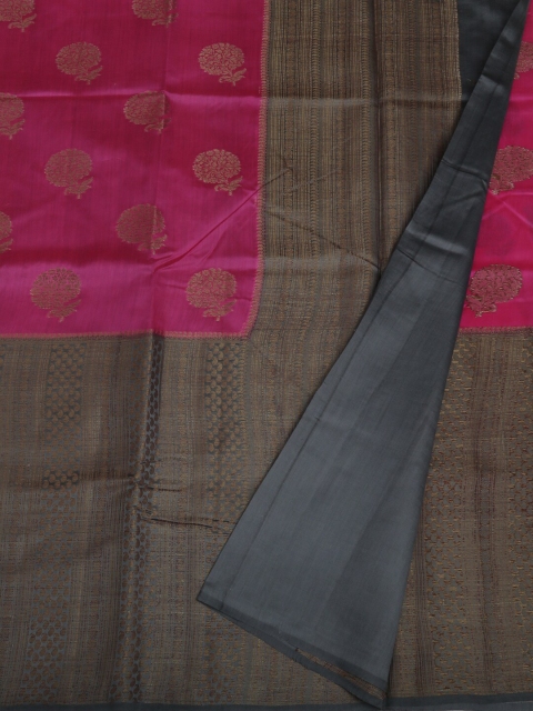 

Pothys Pink & Grey Jute Silk Woven Design Saree