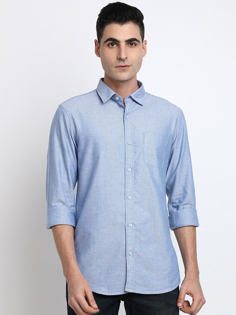 

TED HARBOR Men Blue Slim Fit Solid Casual Shirt