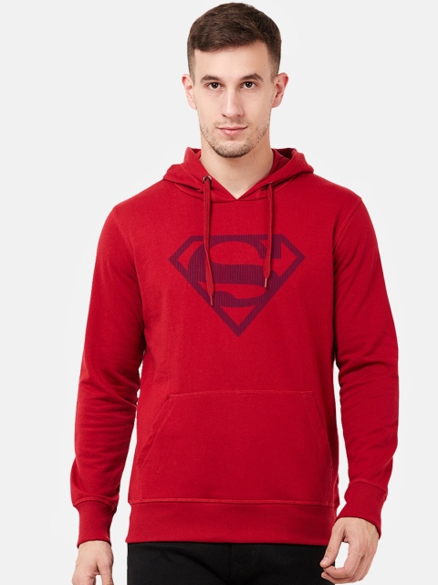 

Free Authority Men Red Superman Printed Hooded Sweatshirt