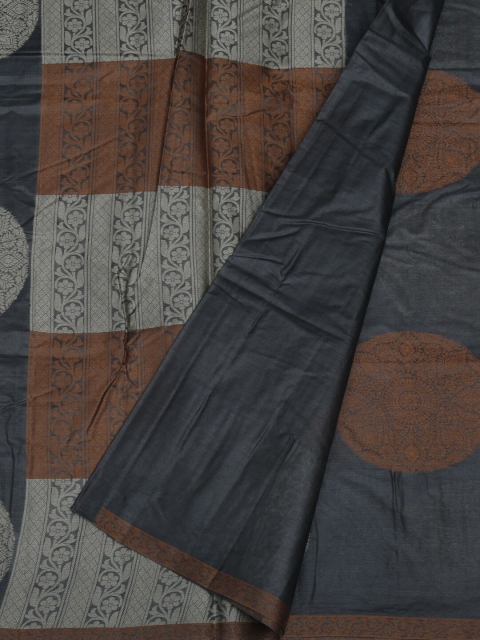 

Pothys Grey & Brown Jute Silk Woven Design Tussar Saree
