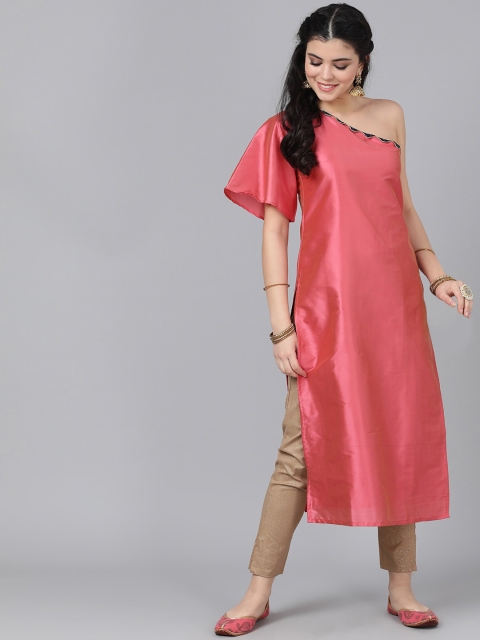 

AKS Couture Women Pink Solid Straight Kurta