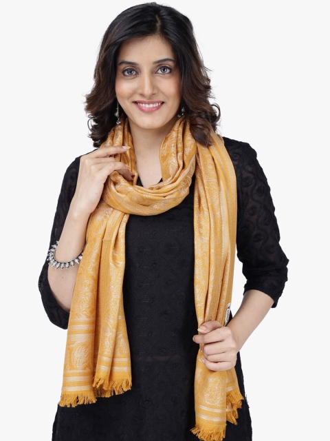 

Scarves & Glitters Women Mustard Yellow & Gold Self Design Scarf