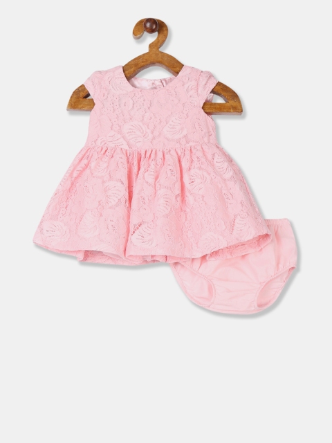 

The Childrens Place Girls Pink Self Design Fit and Flare Dress