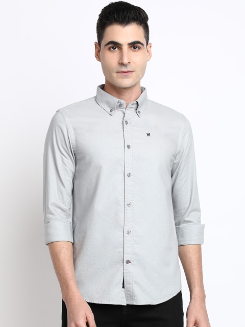 

TED HARBOR Men Grey Slim Fit Solid Casual Shirt