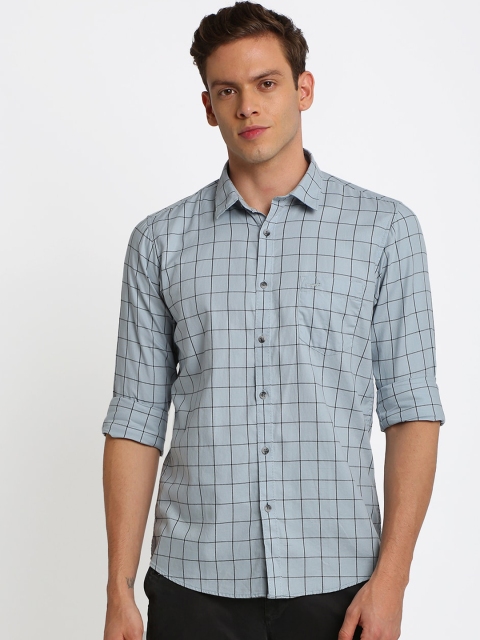 

Crocodile Men Blue Classic Slim Fit Checked Casual Shirt