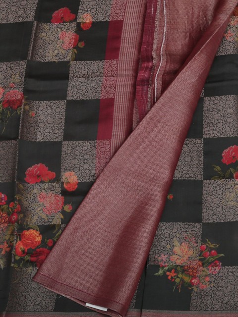 

Pothys Grey & Black Pure Georgette Woven Design Saree