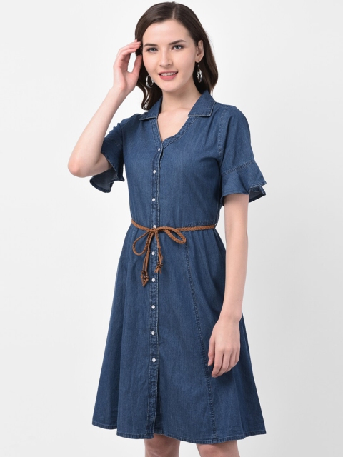 

Latin Quarters Women Blue Solid Shirt Dress