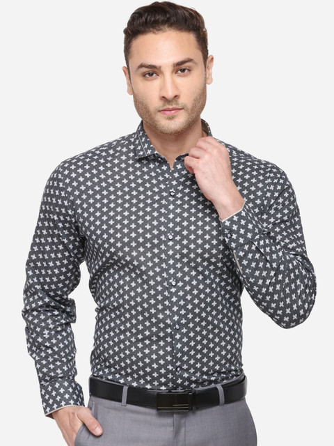 

JB STUDIO Men Grey & White Slim Fit Printed Formal Shirt