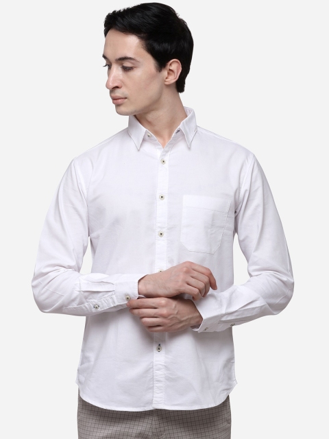 

Greenfibre Men White Slim Fit Solid Casual Shirt