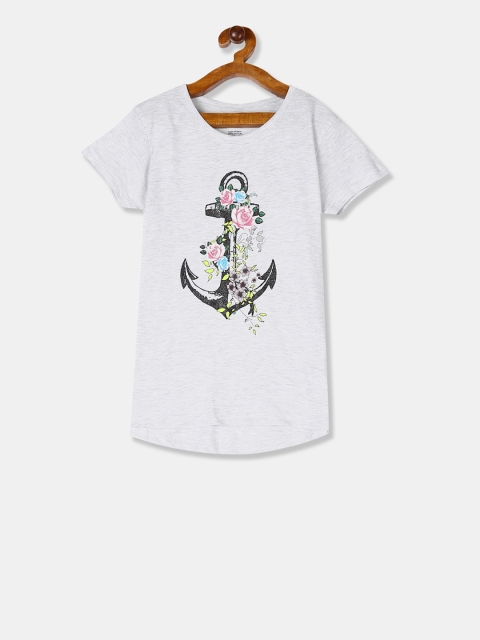 

Cherokee Girls Grey Printed Round Neck T-shirt
