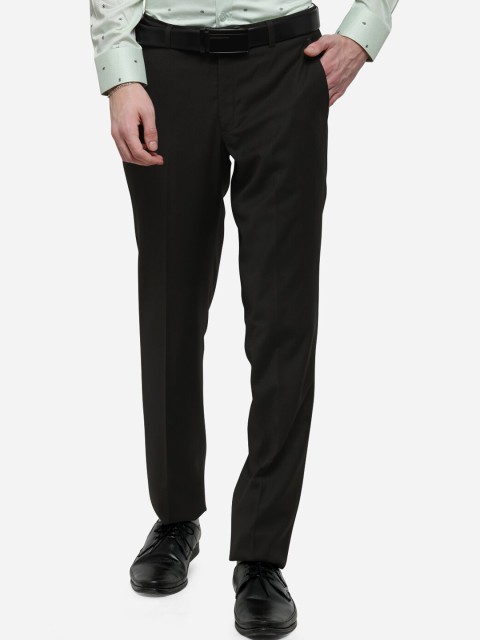 

METAL Men Green Slim Fit Solid Formal Trousers