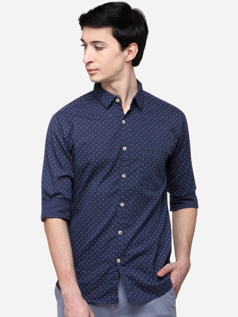 

Greenfibre Men Navy Blue Slim Fit Printed Casual Shirt