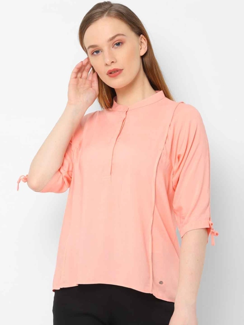 

Allen Solly Woman Women Peach-Coloured Regular Fit Solid Casual Shirt