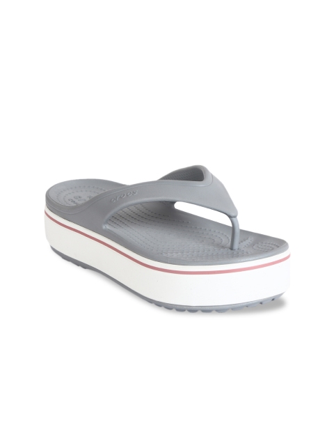 

Crocs Unisex Grey & White Solid Thong Flip-Flops