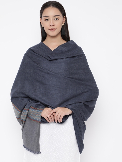 

Pashmoda Women Blue Solid Woolmark Certified Pure Wool Shawl