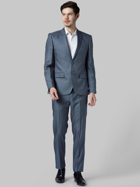 

Park Avenue Men Blue Solid Single-Breasted Formal Suit