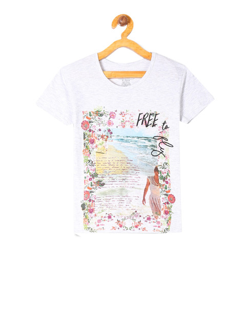 

Cherokee Girls Grey & Pink Floral Print T-shirt