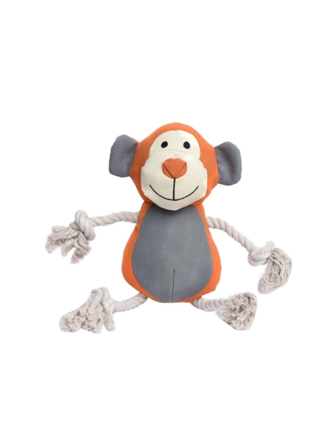

Heads Up For Tails Grey & Orange Recycled Cotton Monkey Dog Toy