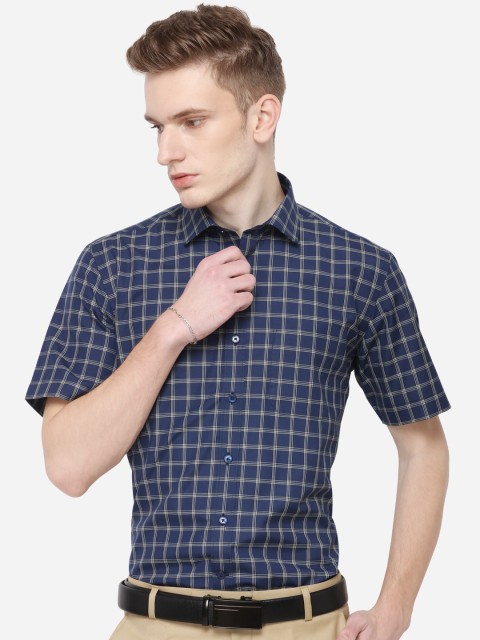 

Greenfibre Men Blue Regular Fit Checked Casual Shirt