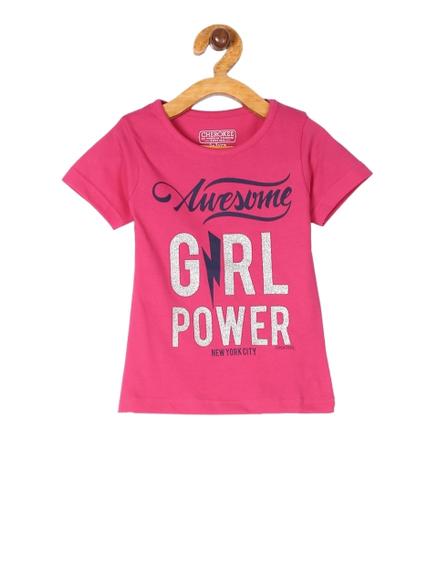 

Cherokee Girls Pink Printed Round Neck T-shirt