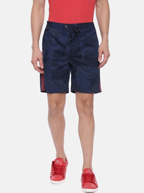 

Breakbounce Men Navy Blue Printed Slim Fit Chino Shorts