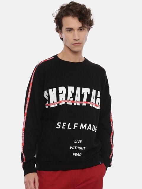 

Breakbounce Men Black & White Printed Sweatshirt