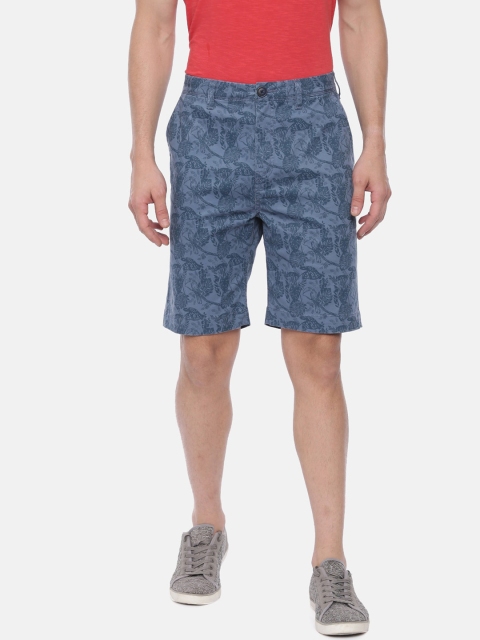 

Breakbounce Men Blue Tropical Print Slim Fit Regular Shorts