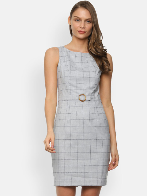 

Van Heusen Woman Women Grey Checked Sheath Dress