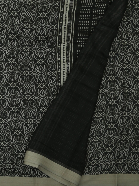 Pothys Black Printed Cotton Blend Saree