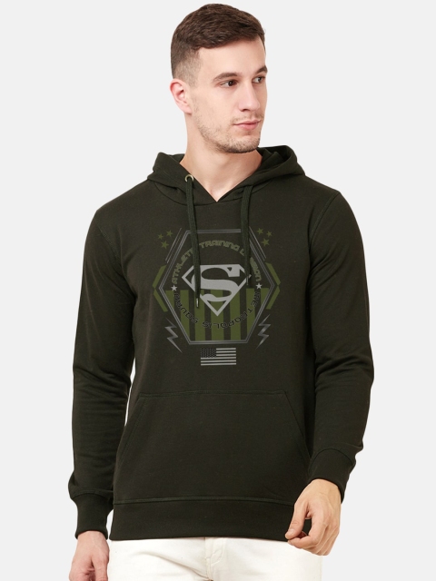 

Free Authority Men Olive Green Superman Printed Hooded Sweatshirt