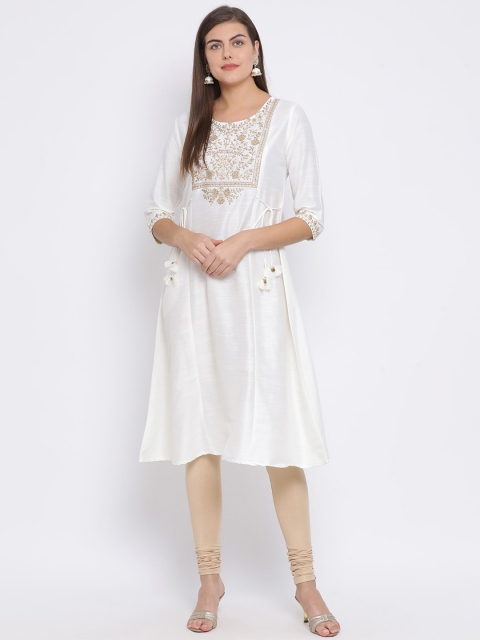 

Span Women White Yoke Design A-Line Kurta
