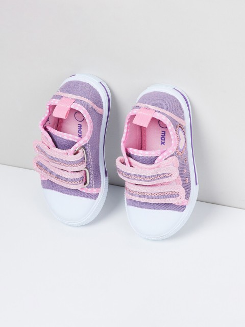 

max Girls Pink Textured Slip-On Sneakers