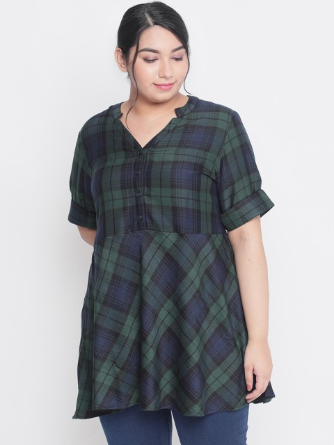 

Amydus Women Green Checked Shirt Style Top