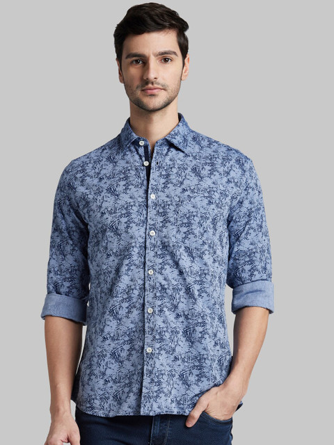 

Parx Men Blue Slim Fit Printed Casual Shirt