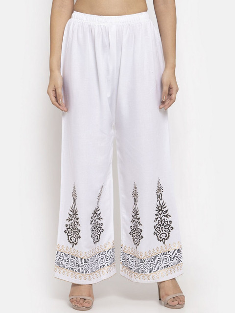 

Clora Creation Women White & Black Printed Straight Palazzos