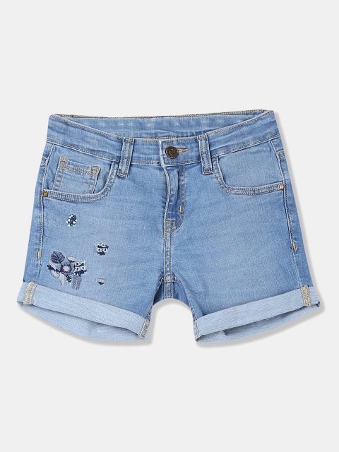 

Cherokee Girls Blue Solid Regular Fit Denim Shorts