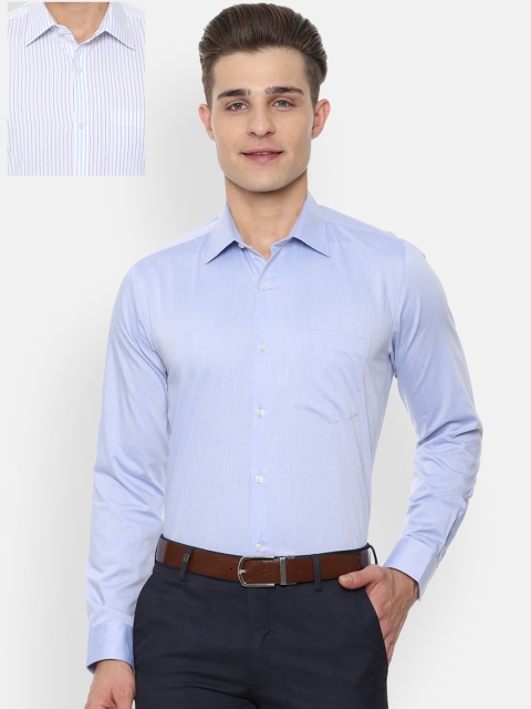 

Van Heusen Men Pack Of 2 Slim Fit Formal Shirts, Blue