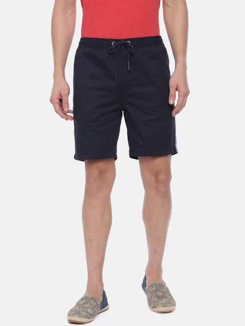 

Breakbounce Men Navy Blue Solid Slim Fit Regular Shorts