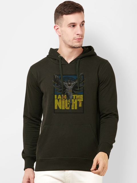 

Free Authority Men Olive Green Batman Printed Hooded Sweatshirt