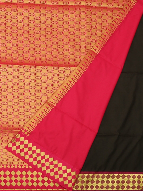 

Pothys Black & Orange Tana Silk Woven Design Saree